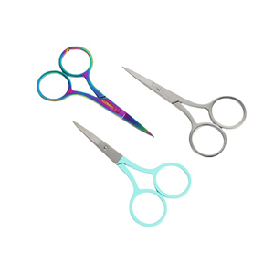 Ciseaux à sourcils professionnels multicolores en acier inoxydable, manche confortable, compacts et portables, outils de beauté pour salon et artisanat - Product Image 1