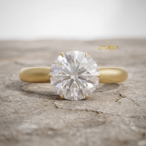 Luxury Brilliant Cut Lab Grown Zircon Engagement <b>Ring</b> 925 Silver VVS1 Clarity 2.0 Carat Claw Setting Matte Finish <b>Domed</b> Band - Product Image 2