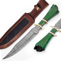Nouveau couteau Bowie en acier Damas de haute qualité, idéal pour le camping, le bushcraft et la chasse, avec manche en os coloré, personnalisable OEM.