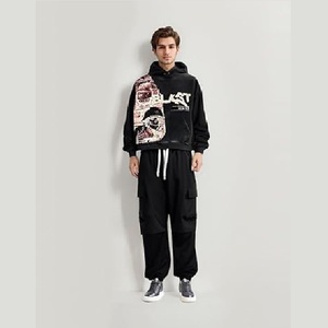Sudadera con Capucha Gótica Casual con Estampado de Letras y Calaveras, Sudadera de Moda para Hombre, Ropa Masculina Estilo Harajuku - Product Image 3