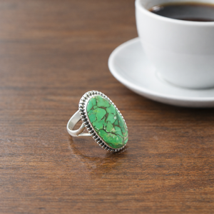 Green Copper <b>Turquoise</b> <b>Ring</b> 925 Sterling Silver Rose Gold Yellow Gold Plated Handmade Statement Jewelry Gift Women - Product Image 5