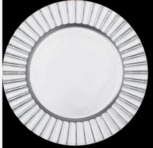 Assiette de présentation en métal cannelé argenté moderne exclusive, vente en gros pour la décoration de table de mariage, banquets et événements festifs - Product Image 4