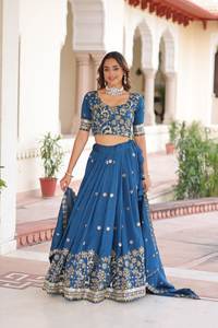 Lehenga Choli Tradicional de Seda con Bordado de Diseñador Indio, el Más Vendido, para Bodas y Fiestas de Verano, Incluye Dupatta - Product Image 6