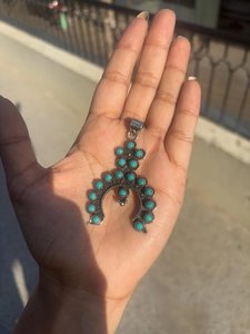 Collier avec pendentif en turquoise véritable, plaqué argent 925, bijoux western Navajo faits à la main - Product Image 2