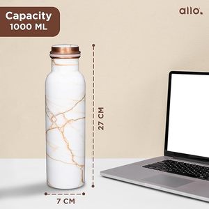 Botella de Agua de Cobre Puro Allo de 1 Litro |   Alcalino y Antioxidante |   Botella 100% a prueba de fugas, para oficina, gimnasio, moderna y elegante. - Product Image 4