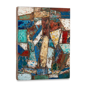 Mosaico Decorativo de Pared DIVADI Hecho a Mano con Madera de Barco Reciclada, Diseño Náutico Vintage de Acero Inoxidable, 5cm de Grosor - Product Image 3