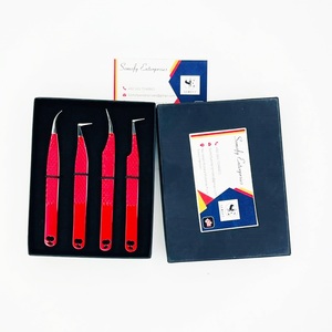 Juego de Pinzas para Pestañas Somofy Enterprises, Acero Inoxidable, Precisión, Antiestáticas, Duraderas, Punta Suave, Mango Rojo, Empaquetado en Caja - Product Image 4
