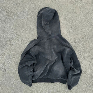 Sweat à capuche zippé de luxe personnalisé, style streetwear, en molleton 100% coton, écologique, vintage, coupe oversize, délavé à l'acide et effet soleil délavé - Product Image 5