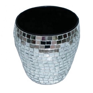Luxury Glass <b>Mosaic</b> Flower <b>Vase</b> Latest Silver Shiny Flower <b>Vase</b> for Home Decoration Available in Different Colors - Product Image 1