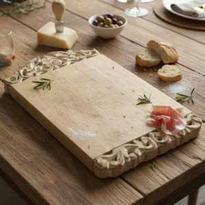 Planche à découper artisanale en bois de manguier avec poignées sculptées décoratives, planche de service rustique - Product Image 5