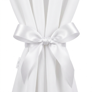 Ruban en satin 100% polyester blanc 12 mm, simple face, 5 rouleaux x 8 mètres, personnalisable, résistant au rétrécissement, pour nœuds de chaise de mariage - Product Image 1