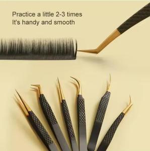 Ensemble de pinces à cils en acier inoxydable de précision, pointe lisse, manche noir, outils professionnels pour l'extension des cils - Product Image 6