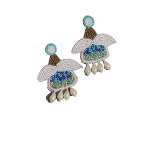 Pendientes de Cuentas Hechos a Mano con Bordado Personalizado, Joyería Boho Colgante, Diseño Exclusivo para Fiestas y Festivales de la India por MD HANDICRAFTS - Product Image 1