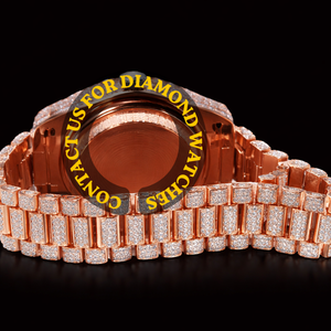 Reloj de Lujo con Aspecto Premium, Completamente Cubierto de Diamantes de Moissanita en Oro Rosa, Diseño Clásico Unisex con Esfera de Cristal y Números Romanos - Product Image 4