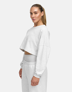 Sudadera Corta Extra Grande Personalizada para Mujer, Sudadera de Algodón con Forro Polar, Hombros Caídos, Cuello Redondo, Sudadera de Alta Calidad - Product Image 3