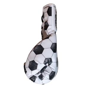 Gants de boxe Cleto Reyes blancs et noirs à motif football en cuir à lacets professionnels pour adultes entraînement sparring - Product Image 3