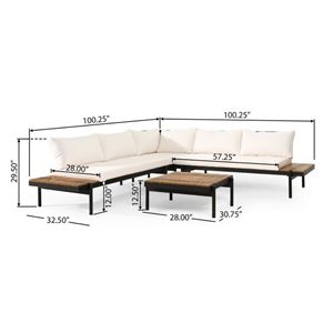 Set Divano da Giardino Componibile THEO a 5 Posti con Cuscini - Product Image 3