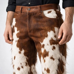 Pantalones de Cuero Vacuno con Pelo Natural para Hombre, Duraderos, Estilo Vaquero, Biker, Occidental, Atuendo Elegante - Product Image 5