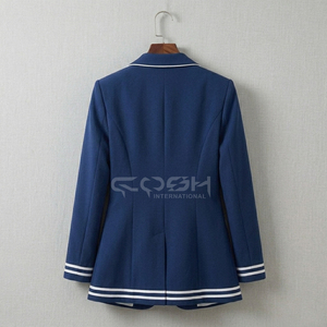 Blazer de poliéster azul estilo preppy con un solo botón y ribete blanco, con logotipo personalizado de Delta Sigma, de Cosh International Greek Apparel. - Product Image 4