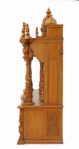 Buy Heavy Carved Sagwan Wooden Temple For Home Premium Hand-Carved Teak Wood Pooja <b>Mandir</b> with Storage Cabinet BuyPuja Temple Uk - Product Image 5