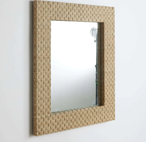 กระจกติดผนังทรงสี่เหลี่ยมผืนผ้า ทำจากหญ้าทะเล งานแฮนด์เมด กรอบหวายสาน ตกแต่งสไตล์โบโฮ กระจกธรรมชาติสำหรับตกแต่งบ้าน ห้องนั่งเล่น ห้องนอน - Product Image 4