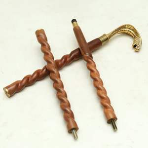 Bâton de marche avec poignée |   Canne en bois pliante à 3 sections, faite à la main, avec tête de serpent en laiton |   Cadeau personnalisé pour hommes et femmes - Product Image 2