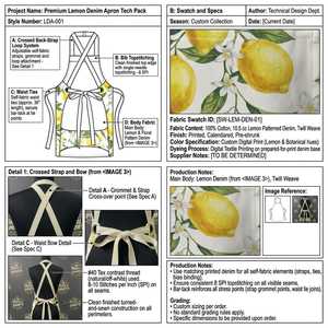 Tablier en coton avec imprimé citron et floral, sangle de cou réglable et liens à nouer à la taille, tablier de cuisine pour femme - Product Image 5