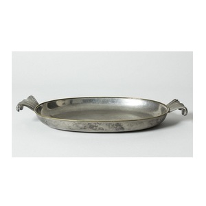 Bandeja DE SERVICIO DE Metal plateado Decoración de mesa de hotel de boda Bandeja de servicio de lujo con mango sólido Diseño decorativo real - Product Image 6