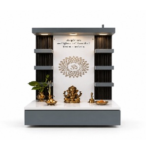 Temple de prière hindou en bois massif sculpté à la main, moderne, pour maisons de luxe, unité de prière contemporaine en teck pour salles de prière, Mandir hindou - Product Image 1