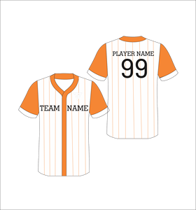 Camiseta de béisbol personalizada, blanca, con rayas naranjas, cuello en V, manga corta, poliéster transpirable, unisex, para adultos, nombre del equipo, número del jugador 99 - Product Image 6
