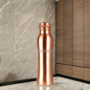 Botella de Agua de Cobre 100% Metálica, Acabado Pulido Brillante, Ecológica, para Campamentos y Viajes al Aire Libre, por el Fabricante - Product Image 1