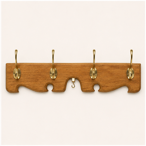 Wholesale Modern Solid Wall Mounted Coat <b>Rack</b> with 4 Polished Brass Hooks Premium Entryway Organizer for Coats Hats and Bags - Product Image 3