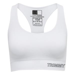 TRIMMY SPORTS Girls Simple Seamless High Support Eco-Friendly Breathable Quick Dry Front Sports Bra Removable <b>Pads</b> V-<b>neck</b> Black - Product Image 1