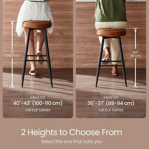 Counter Height <b>Bar</b> <b>Stools</b> Set of 2, Modern <b>Backless</b> Round Seat <b>Stools</b>, Metal Frame, 24.8-Inch Tall for Kitchen Island Home <b>Bars</b> - Product Image 2