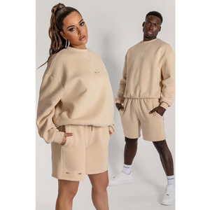 Ensemble sweat-shirt et short personnalisé avec logo pour homme et femme, en coton molletonné, coupe ample, pull décontracté d'été, ensemble de survêtement deux pièces - Product Image 6