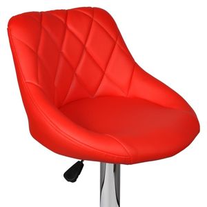 Set of 2 Red Faux Leather Bar <b>Stools</b> with <b>Adjustable</b> Iron Height Stylish and Comfortable - Product Image 6