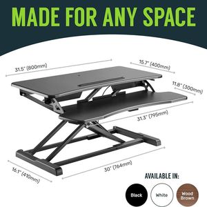 32-Inch Dual Monitor Laptop Workstation Height Adjustable Sit-to-<b>Stand</b> <b>Riser</b> with Wide Keyboard Tray Computer <b>Desk</b> Converter - Product Image 2