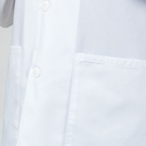 Blouse de laboratoire blanche coupe classique pour professionnel médical, longue, avec col rabattable et fermeture boutonnée - Product Image 3