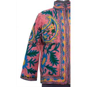 Chaqueta de Mujer Tejida a Mano con Bordado Suzani, 100% Algodón Puro, Floral, Transpirable, Suave, para Verano - Product Image 2