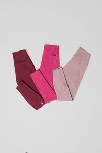 Leggings en nylon et élasthanne pour petites filles, longueur cheville, taille mi-haute, avec ceinture décorative, motif uni, 190 GSM, extensibles sans couture, vêtements de sport - Product Image 1