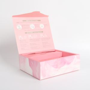 Cajas de brillo plegables de papel blanco respetuosas con el medio ambiente para cosméticos Crema de perfume Embalaje facial con mango de inserción de tarjeta dorada - Product Image 3