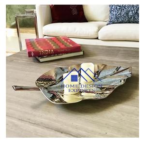 Plateaux de service de nourriture de conception de feuille de finition d'argent de nickel et de plateaux décoratifs de table en métal - Product Image 1