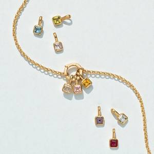 6mm Square <b>Garnet</b> Quartz Gemstone Collet Charm <b>Pendant</b> - 925 Silver Birthstone Charms for Jewelry Making Wholesale - Product Image 3