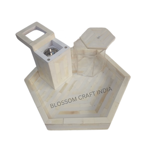 Best Quality MOP Inlay Oud <b>Burner</b> Decorative Resin Bakhoor with Economical Magnet Lid and Acrylic Serving Tray Box - Product Image 1