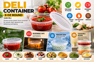 8oz Round PP Deli <b>Container</b> with Lid <b>Food</b> Grade <b>Plastic</b> microwave safe Takeaway <b>Food</b> Packaging for Restaurants & HORECA Delivery - Product Image 4