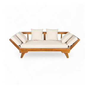 Modern Solid Teak Wood Outdoor <b>Daybed</b> Sofa Patio Lounge Furniture with <b>Cushions</b> for Villa Resort Garden Poolside - Product Image 1