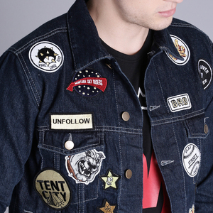 Veste en jean pour homme 100% coton, décontractée, couleur unie, respirante, écologique, séchage rapide, haute qualité, col montant, logo sur le devant - Product Image 2