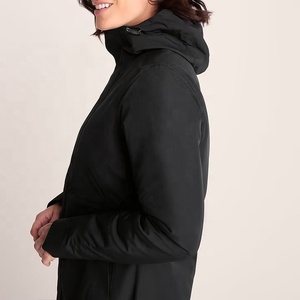 Veste d'hiver longue en duvet imperméable noire pour femme, avec capuche, légère, coupe-vent. - Product Image 4