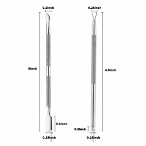 Empujadores de cutículas de acero inoxidable de doble punta para el cuidado personal de la belleza - Product Image 2