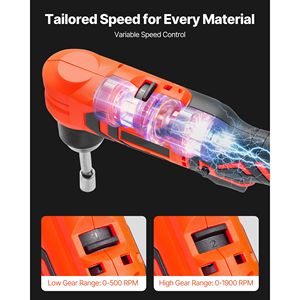 Trapano angolare a batteria da 3/8 di pollice con motore brushless, caricabatterie e clip da cintura - Product Image 3